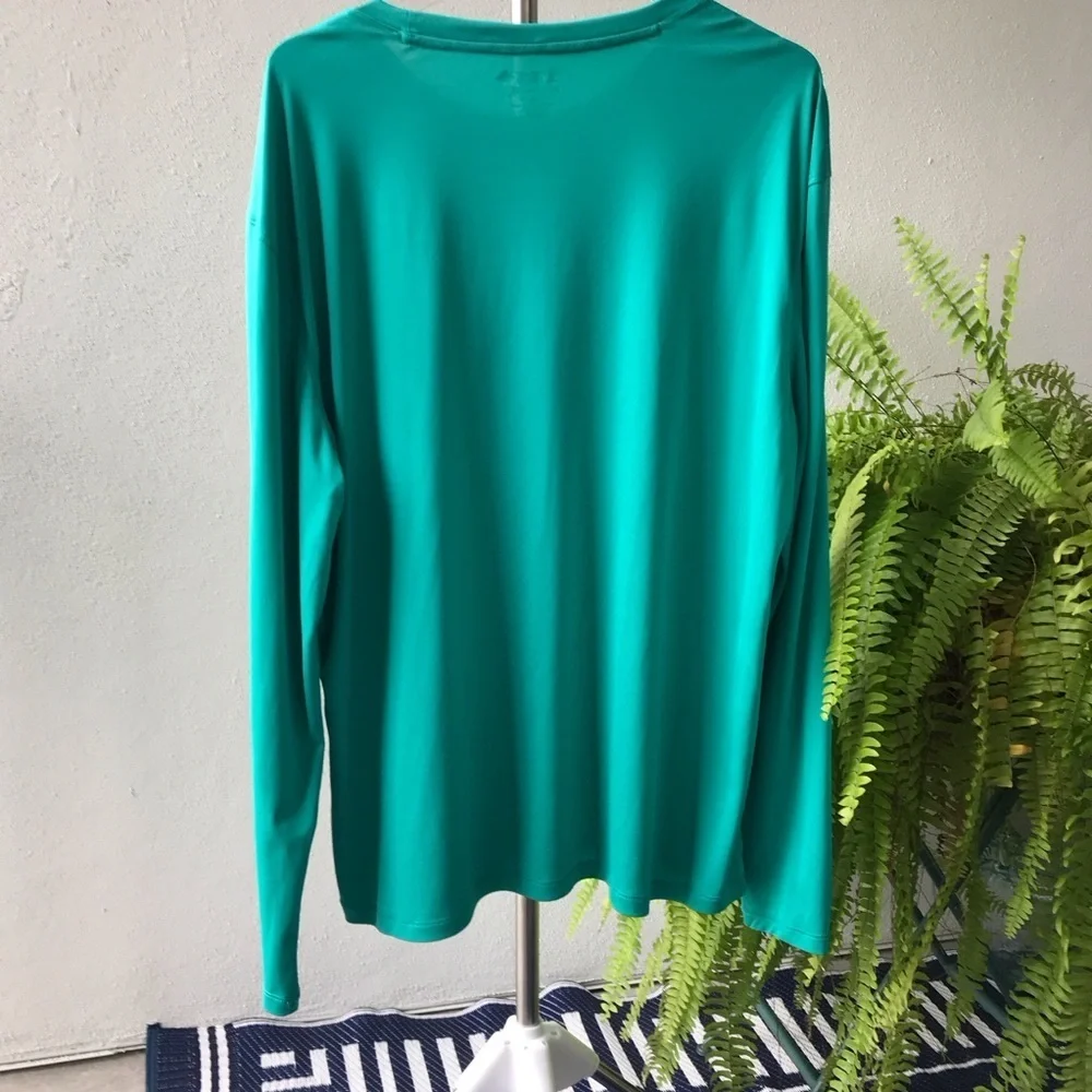Reel Legends long XL thumb holes crew neck teal green Fishing Outdoor Hiking - Picture 2 of 4